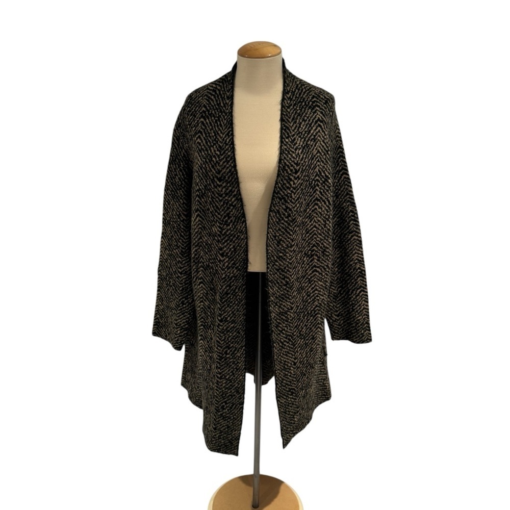 ALFRED SUNG Black and Cream Long Cardigan - size L